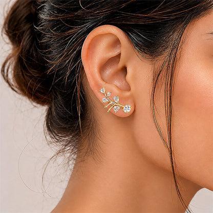 Golden Vine Sparkle 925 Sterling Silver Statement Earrings