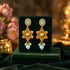 Golden Aqua Floral 925 Sterling Silver Earring