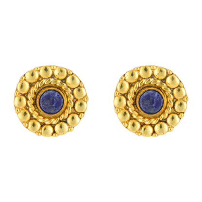 Golden Beads 925 Blue Stoned Earrings