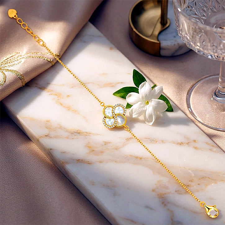 Golden Blossom 925 Sterling Silver Designer Chain Bracelet for Women