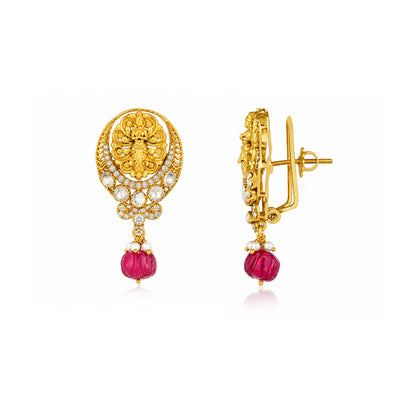Golden Butterfly 925 Sterling Silver Pearl Drop Earring