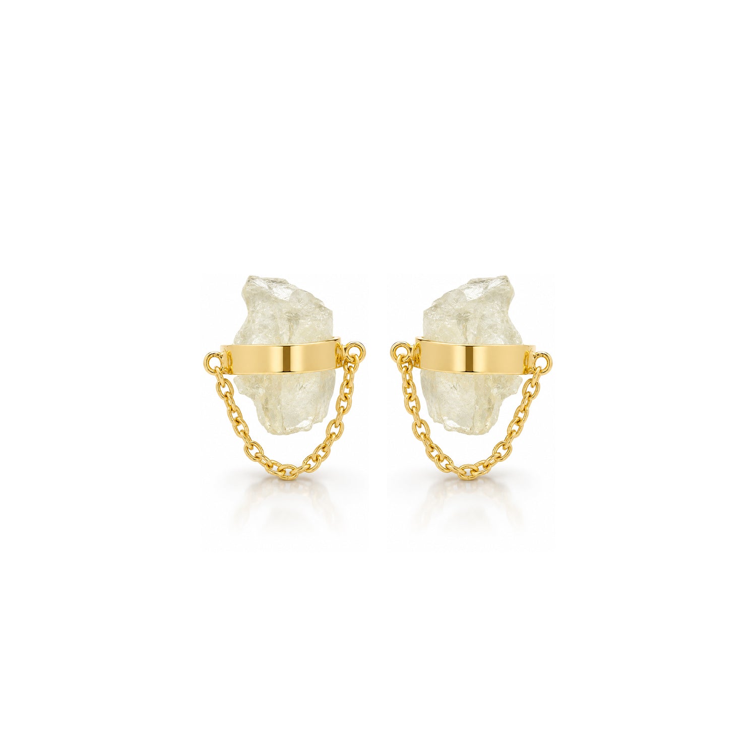 Golden Chain Crystal 925 Sterling Silver Earrings