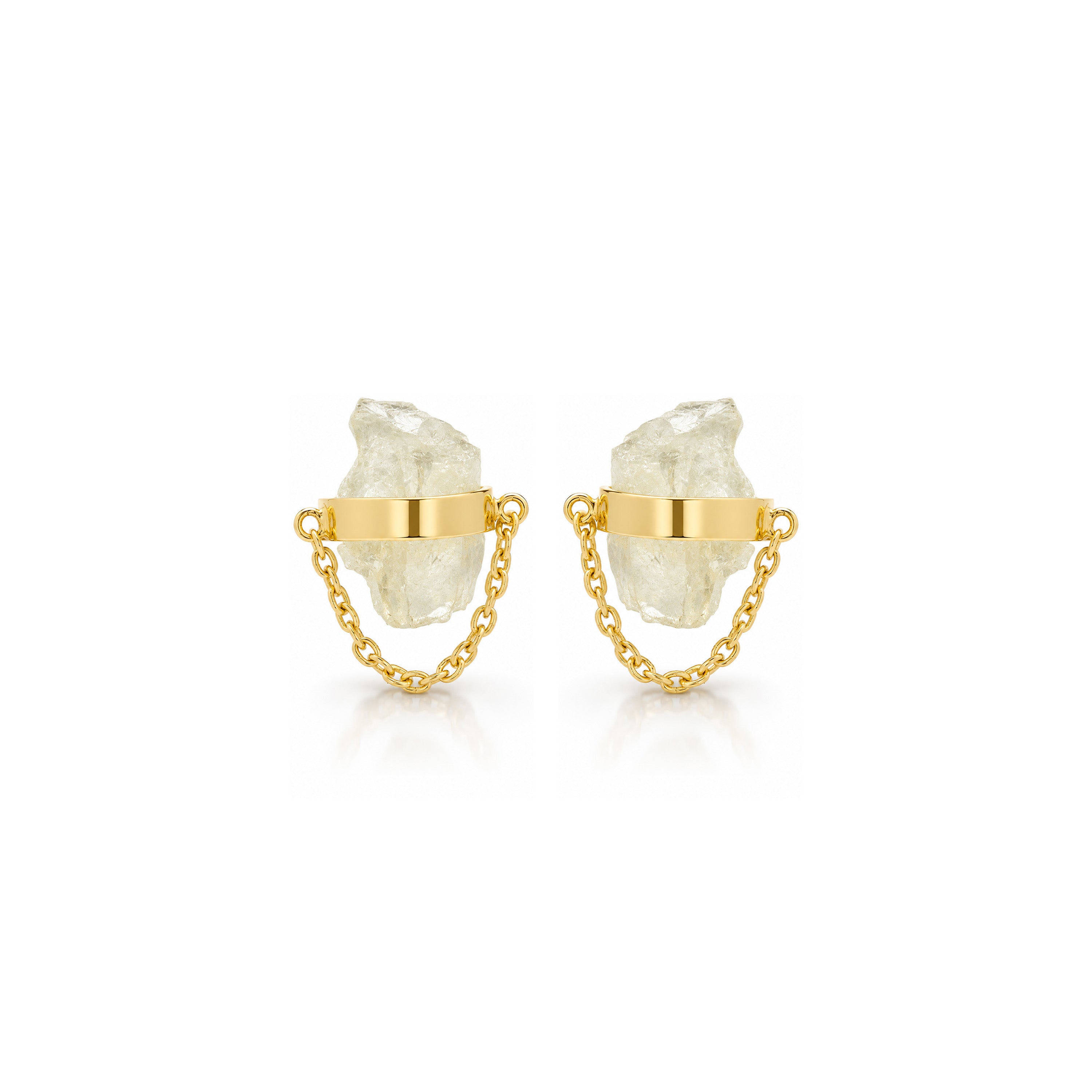 Golden Chain Crystal 925 Sterling Silver Earrings