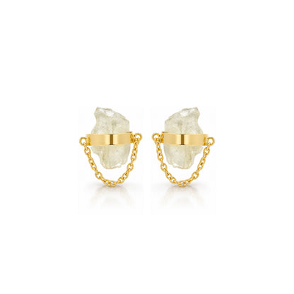 Golden Chain Crystal 925 Sterling Silver Earrings