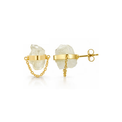 Golden Chain Crystal 925 Sterling Silver Earrings