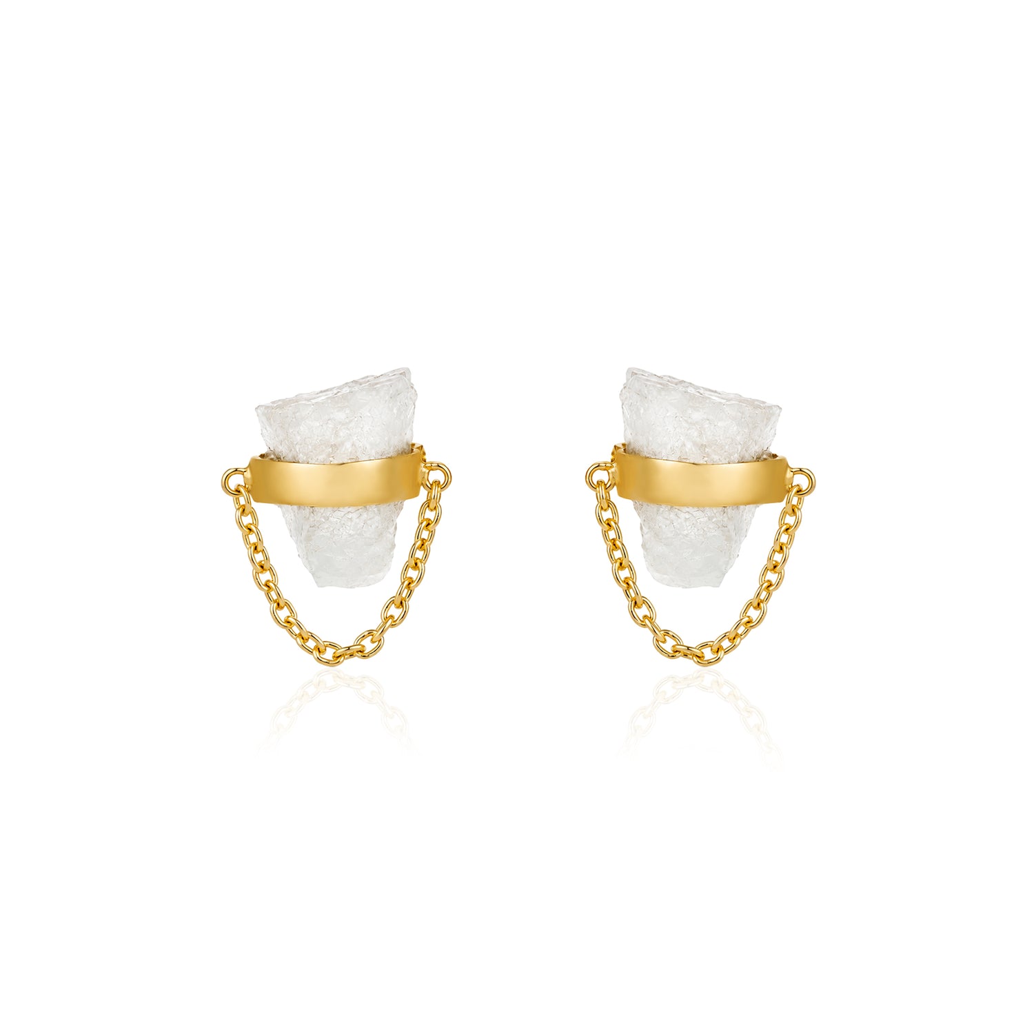 Golden Chain Embrace 925 Sterling Silver Designer Earring