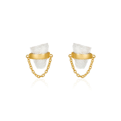 Golden Chain Embrace 925 Sterling Silver Designer Earring