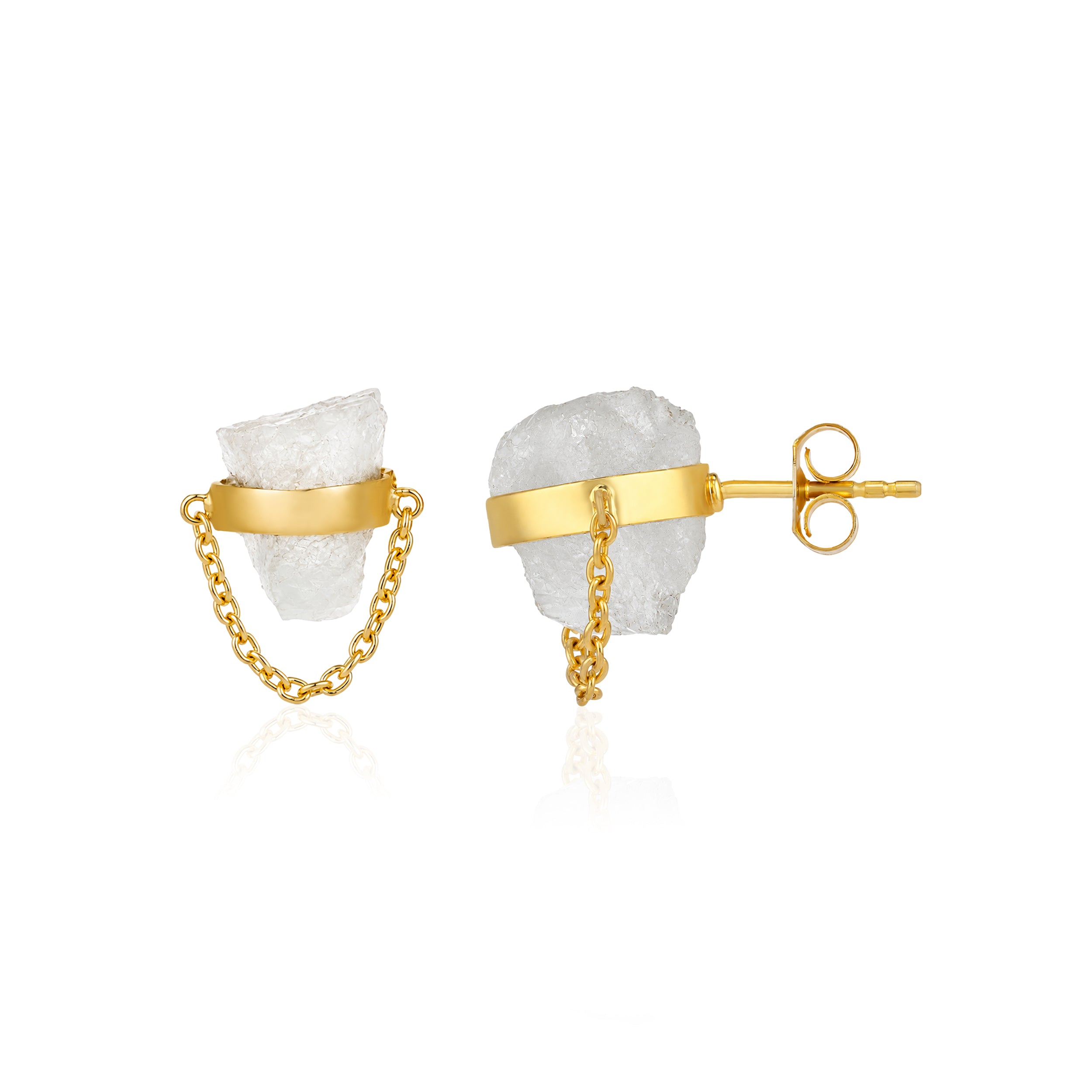 Golden Chain Embrace 925 Sterling Silver Designer Earring
