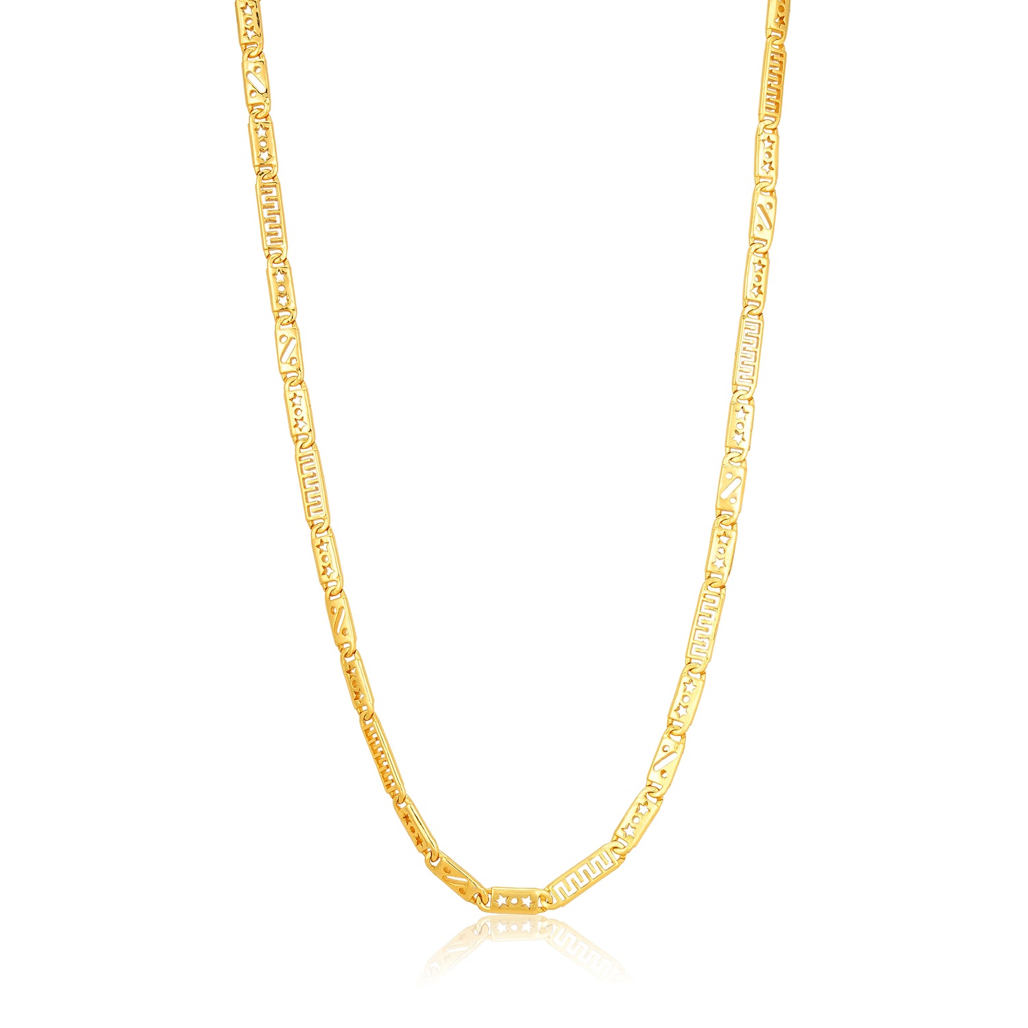 Golden Chic Patterned Link 925 Sterling Silver Chain for Men