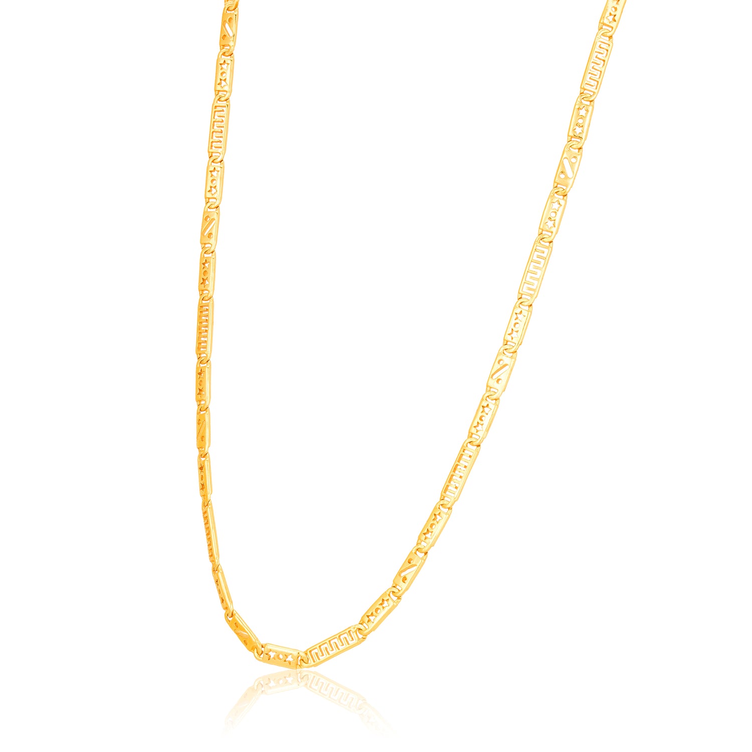 Golden Chic Patterned Link 925 Sterling Silver Chain for Men