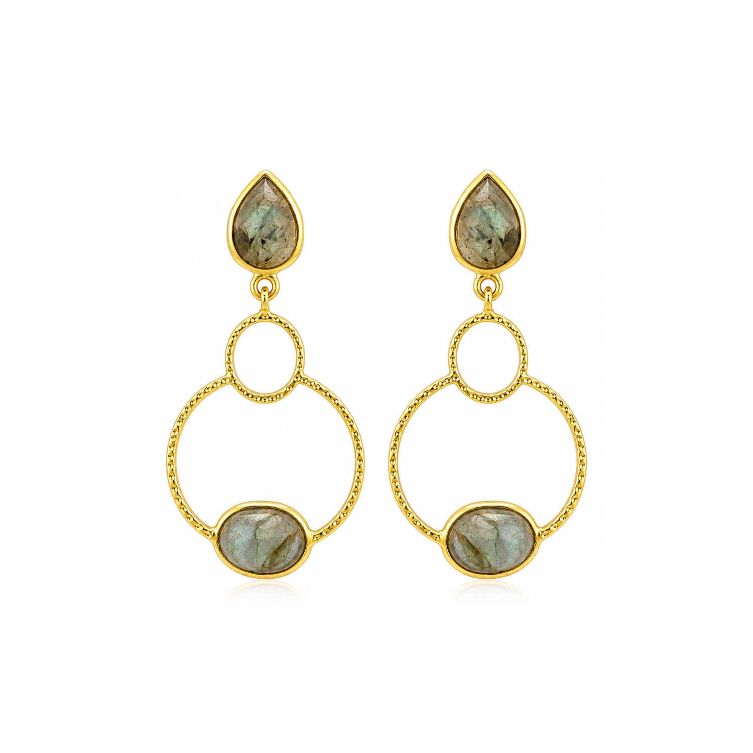 Golden Circle Drop 925 Sterling Silver Earrings