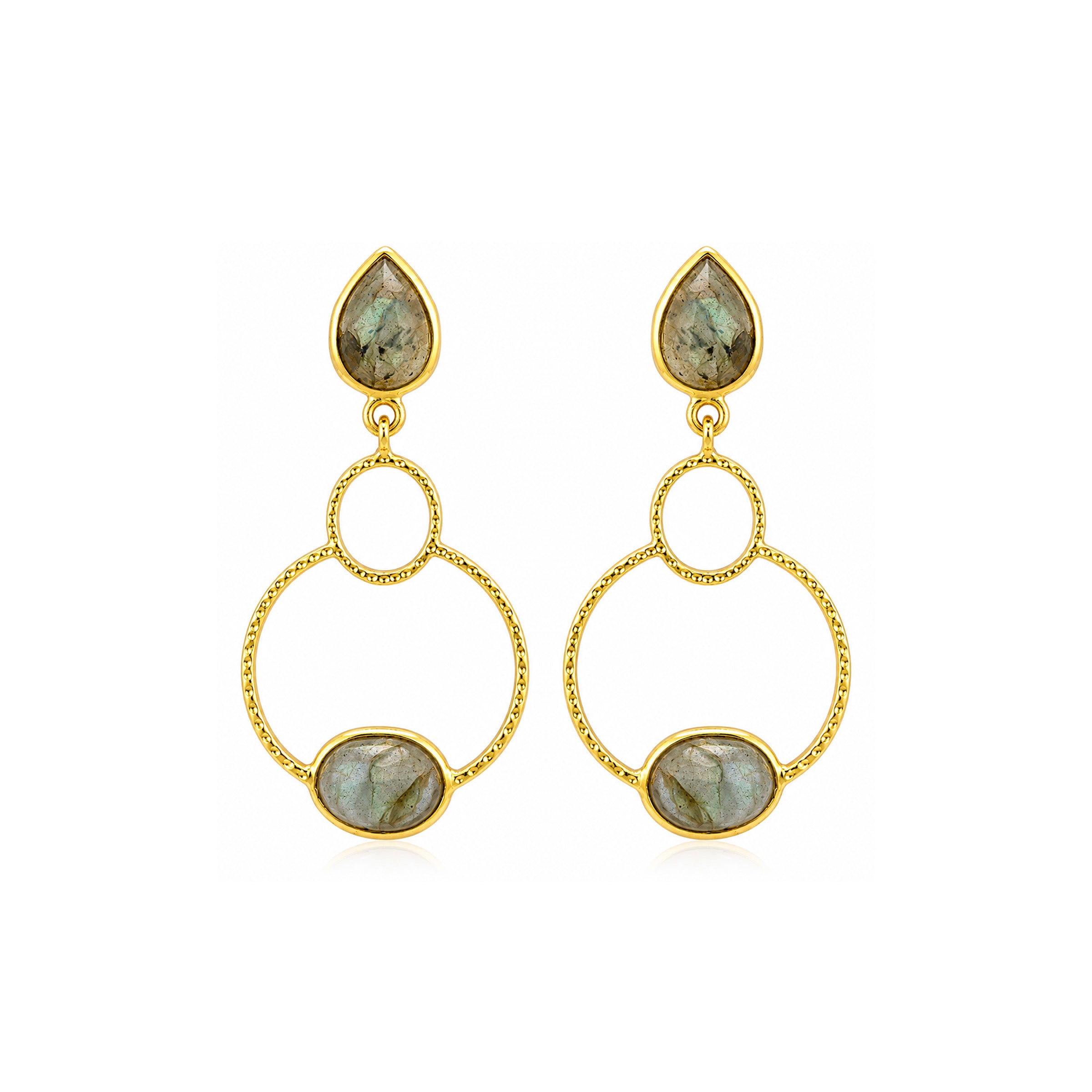 Golden Circle Drop 925 Sterling Silver Earrings