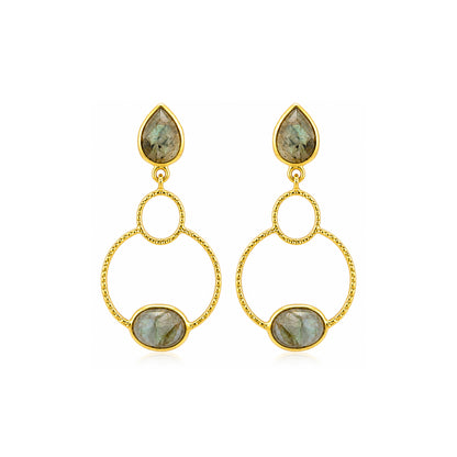 Golden Circle Drop 925 Sterling Silver Earrings