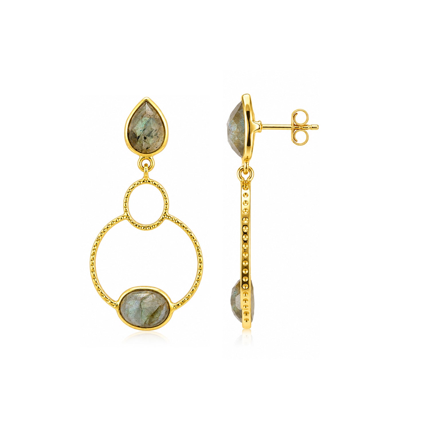 Golden Circle Drop 925 Sterling Silver Earrings