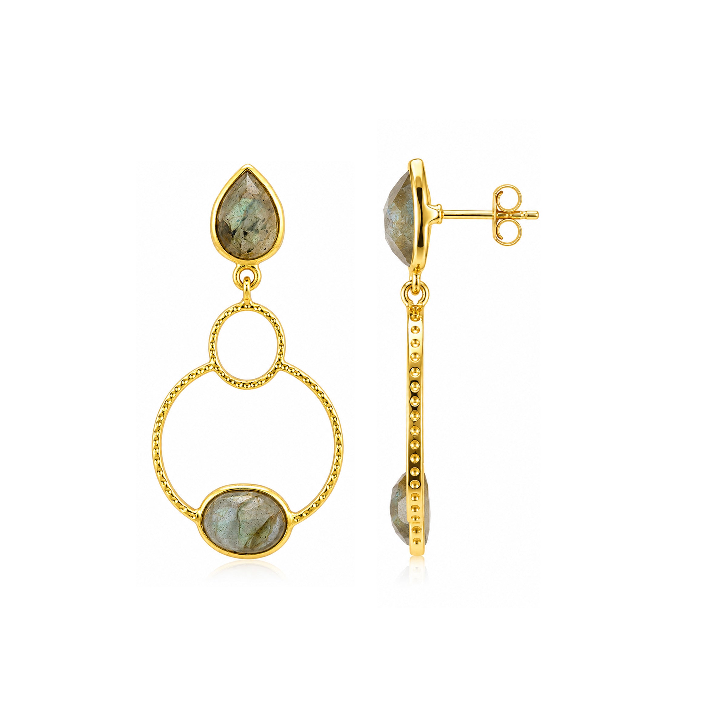 Golden Circle Drop 925 Sterling Silver Earrings