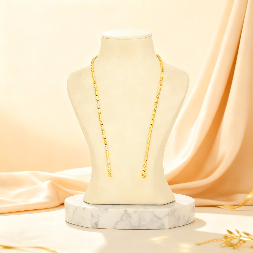 Golden Classic Box Link 925 Sterling Silver Thali Chain for Women