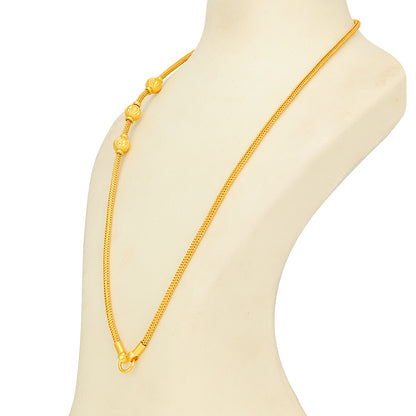 Golden Classic Three Spherical Bead Mugappu 925 Sterling Silver Thali Chain for Women