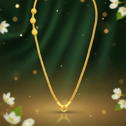Golden Classic Three Spherical Bead Mugappu 925 Sterling Silver Thali Chain for Women