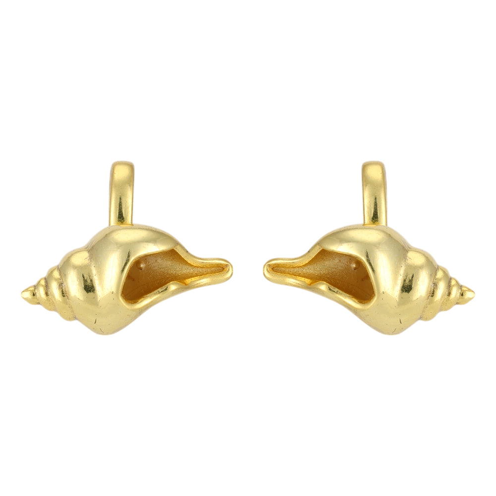 Golden Coastal Conch Shell 925 Earrings