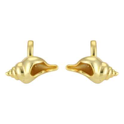 Golden Coastal Conch Shell 925 Earrings