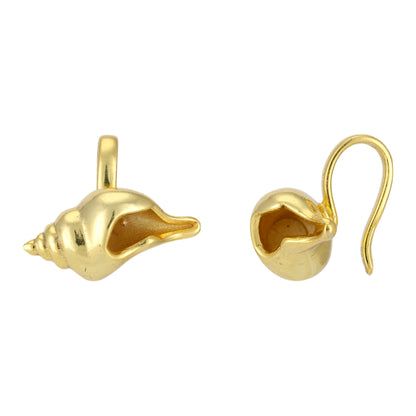 Golden Coastal Conch Shell 925 Earrings