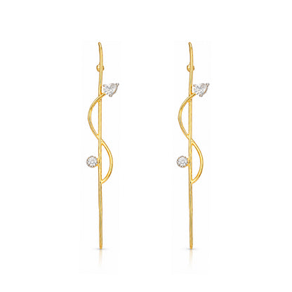 Golden Crystal Twist 925 Sterling Silver Designer Earrings