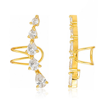 Golden Crystal Cascade 925 Sterling Silver Designer Earrings
