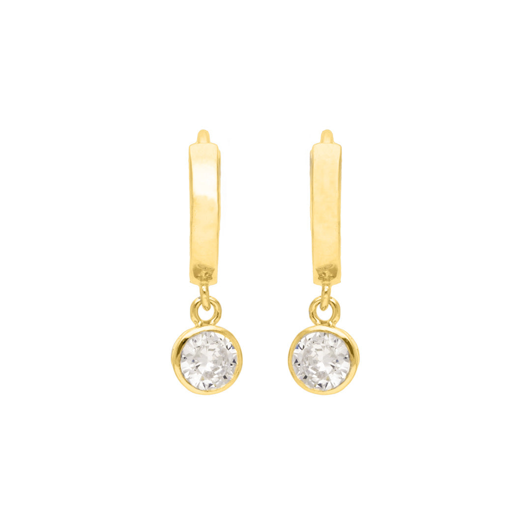 Golden Crystal Charm Hoop Earring