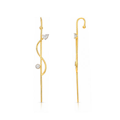 Golden Crystal Twist 925 Sterling Silver Designer Earrings