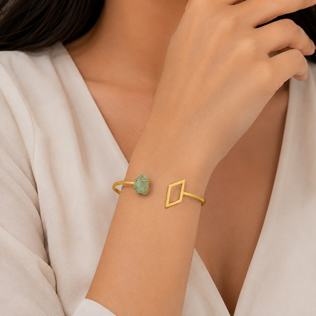 Golden Diamond Frame Aqua Crystal Contemporary Designer Kada