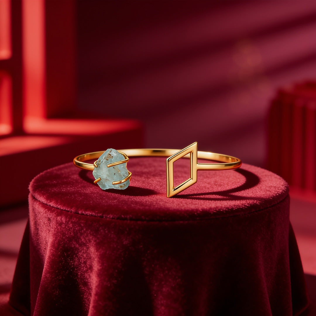 Golden Diamond Frame Aqua Crystal Contemporary Designer Kada