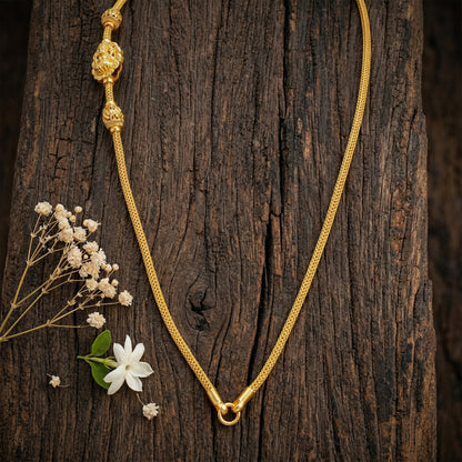 Golden Divine Goddess Lakshmi Peacock Mugappu 925 Sterling Silver Thali Chain for Women