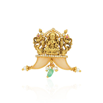 Golden Divine Lakshmi Puligoru Temple 925 Sterling Silver Pendant for Women