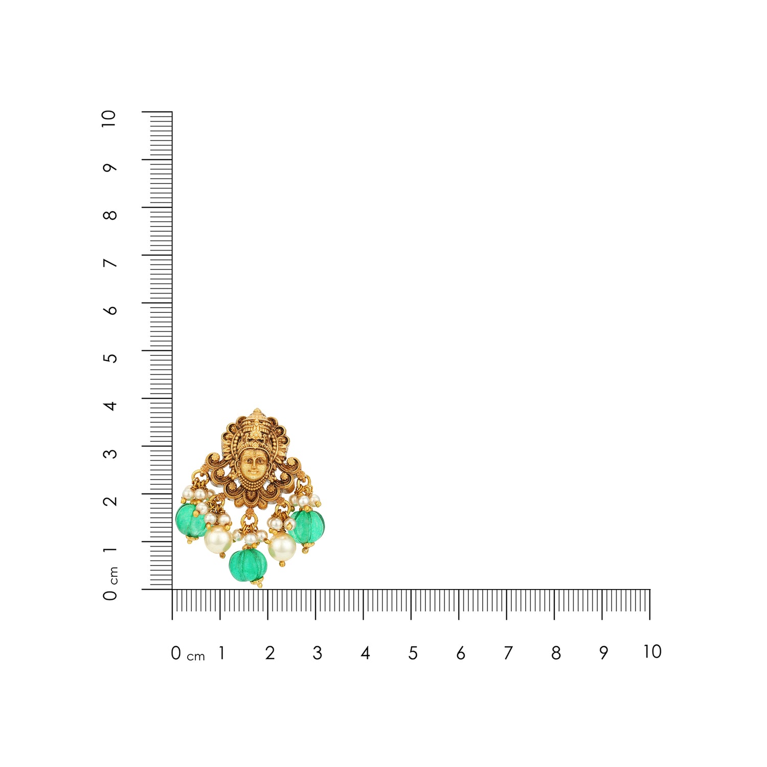 Golden Divine Venkateswara Motif 925 Sterling Silver Pearl Green Drop Earring for Women