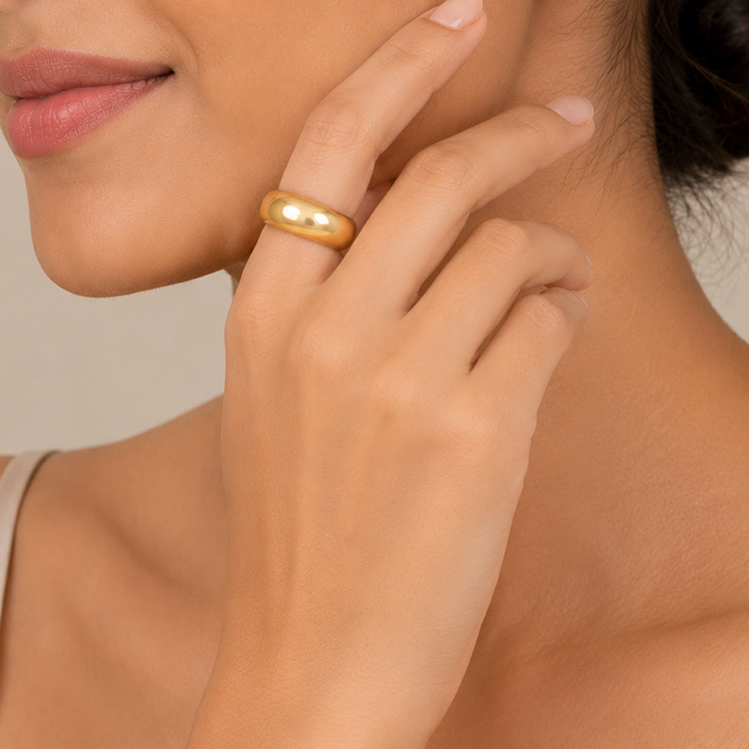 Golden Dome Glow 925 Sterling Silver Statement Ring