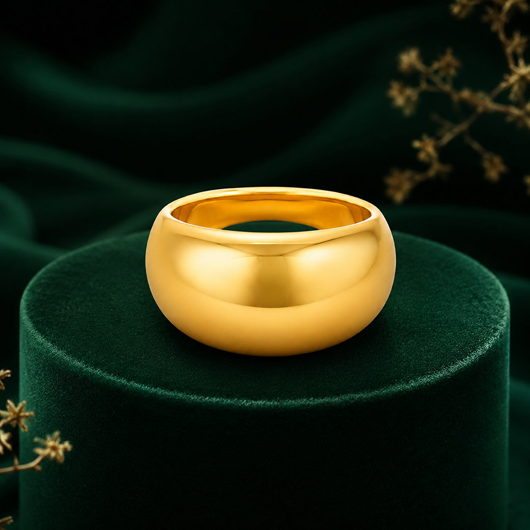 Golden Dome Glow 925 Sterling Silver Statement Ring