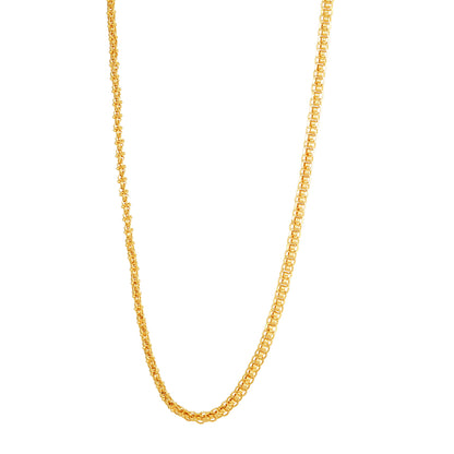 Golden Double Link Rolo Pattern 925 Sterling Silver Chain for Women