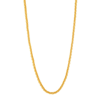 Golden Double Link Rolo Pattern 925 Sterling Silver Chain for Women