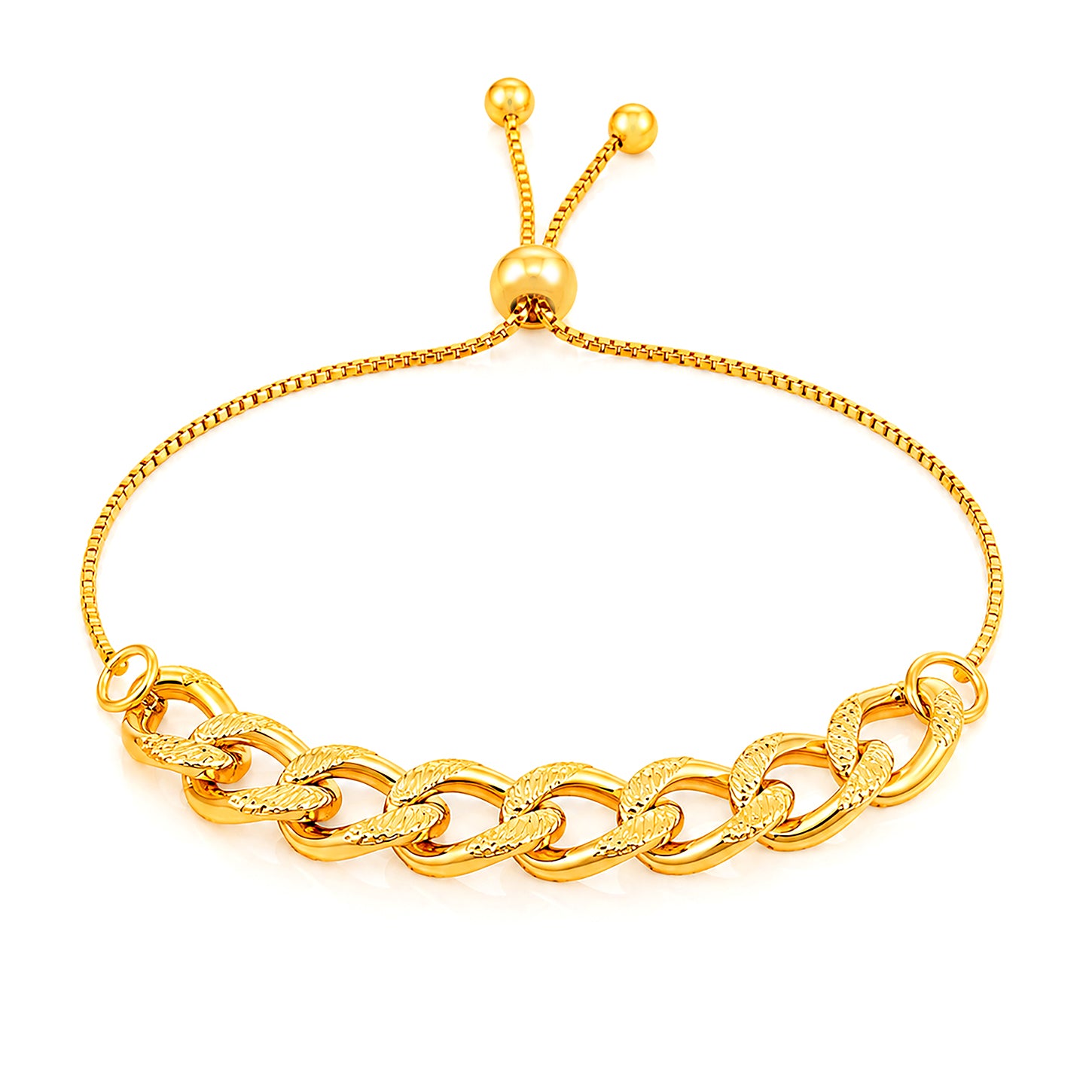 Golden Embrace 925 Sterling Silver Sculpted Link Bracelet