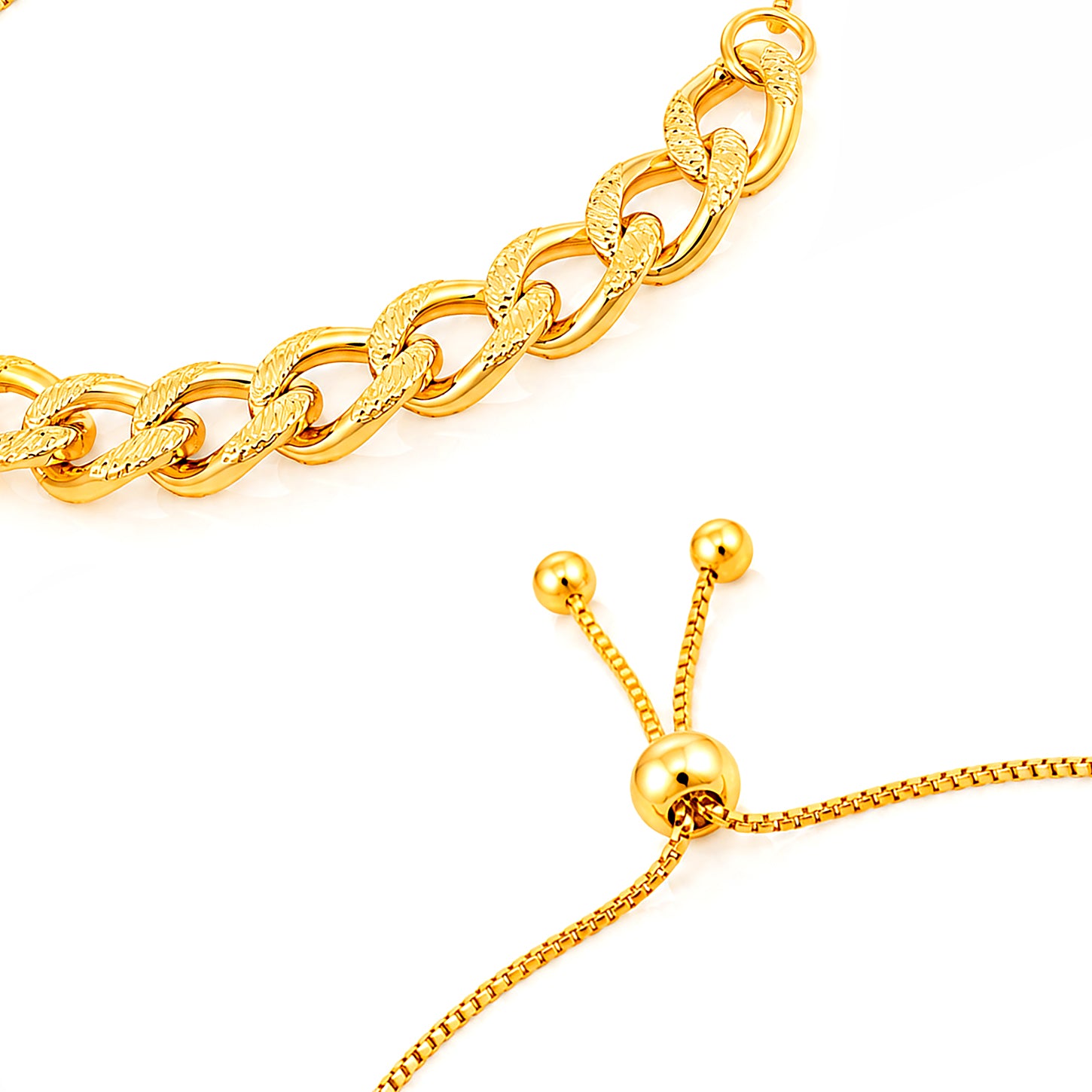 Golden Embrace 925 Sterling Silver Sculpted Link Bracelet
