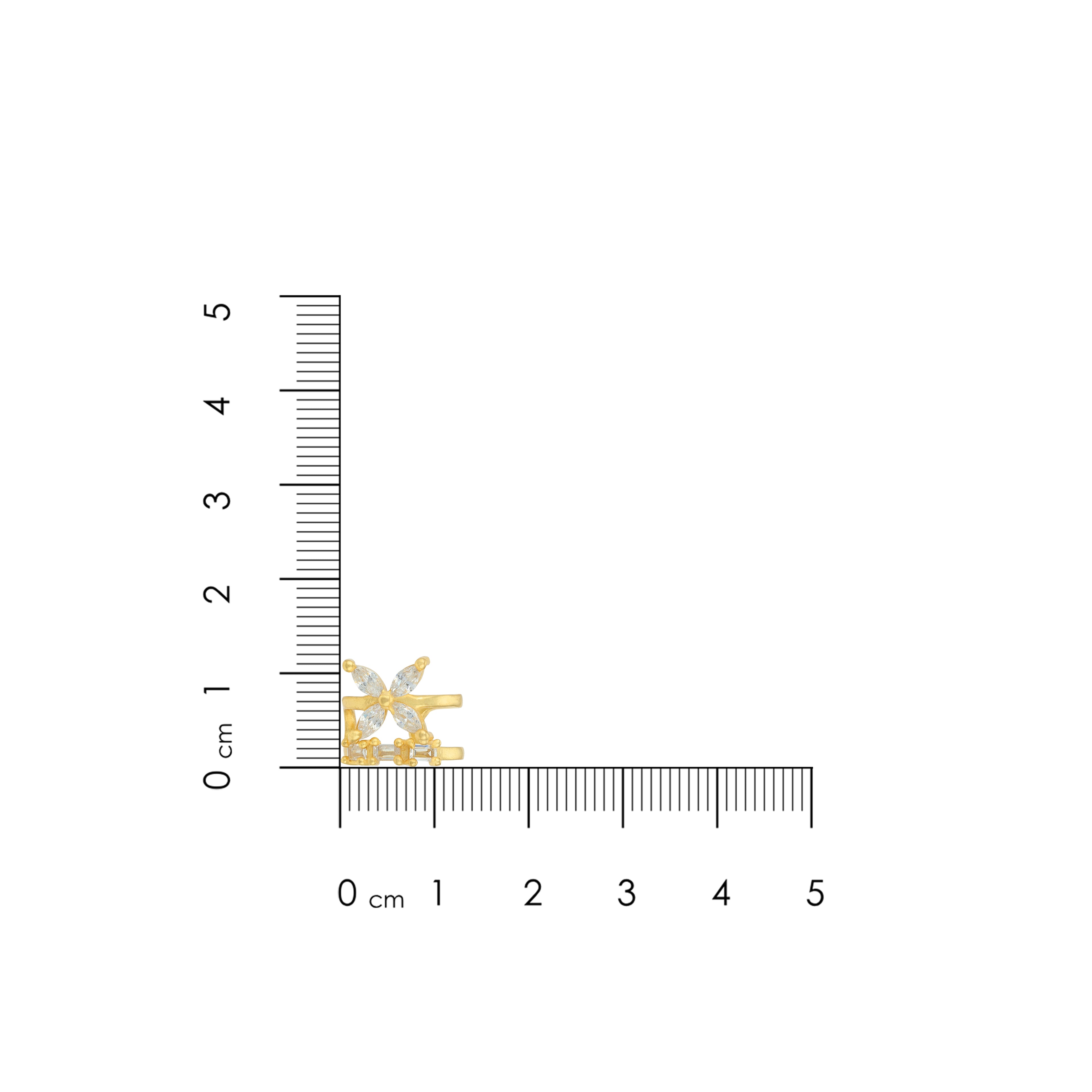 Golden Floral Crystal Bloom 925 Sterling Silver Cuff Earrings