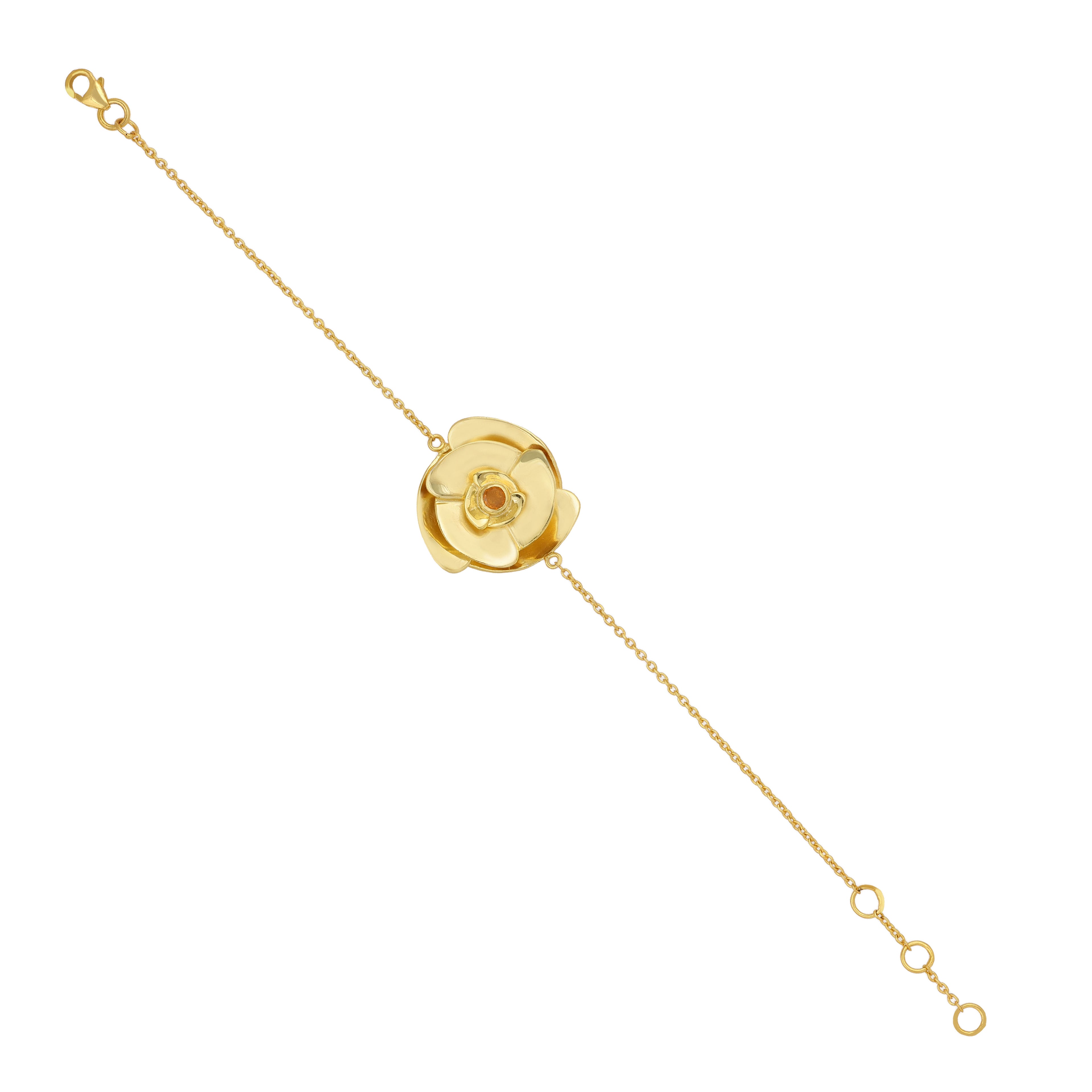 Golden Flower 925 Sterling Silver Charm Bracelet
