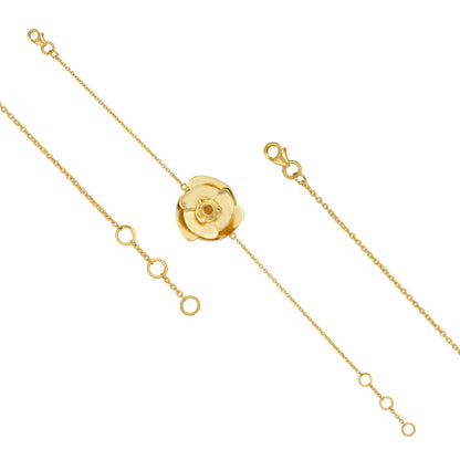 Golden Flower 925 Sterling Silver Charm Bracelet