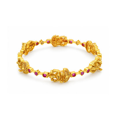 Golden Goddess Lakshmi Temple Ruby Stone Bangle