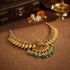 Golden Goddess Lakshmi Motif 925 Sterling Silver Green Drop Necklace for Women