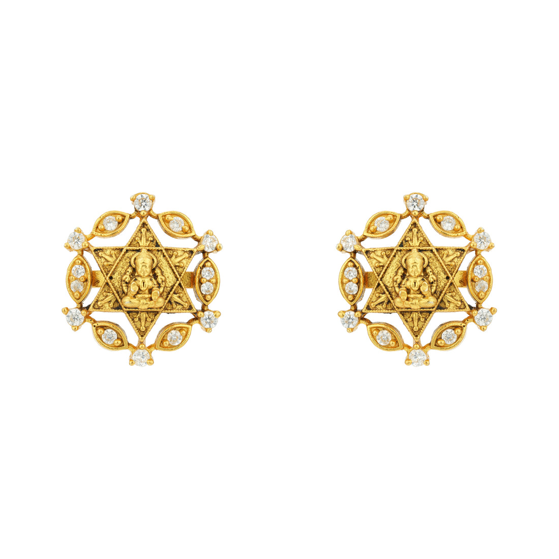 Golden Goddess Lakshmi Star Frame 925 Sterling Silver Stud for Women
