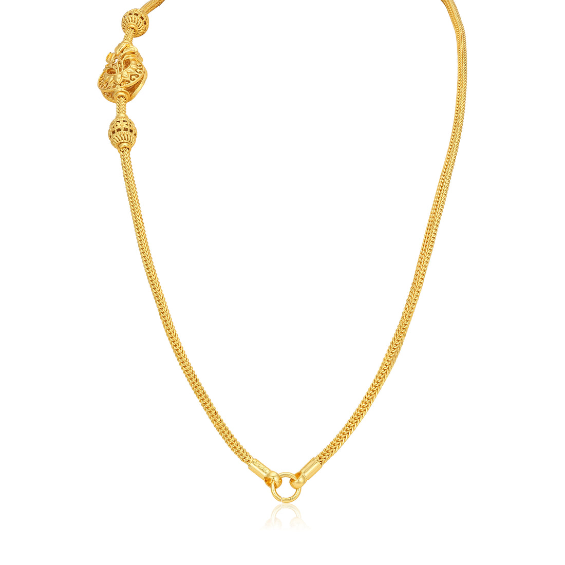 Golden Graceful Mugappu Bead Accent 925 Sterling Silver Thali Chain for Women