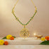 Golden Grand Lakshmi Temple Green Stone 925 Sterling Silver Gold Drop Short Haram for Women