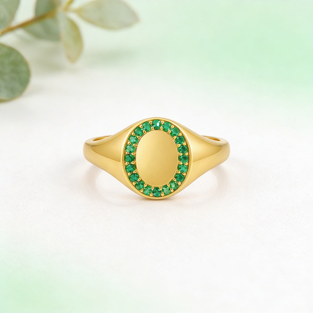 Golden Green Brilliance 925 Sterling Silver Ring for wome