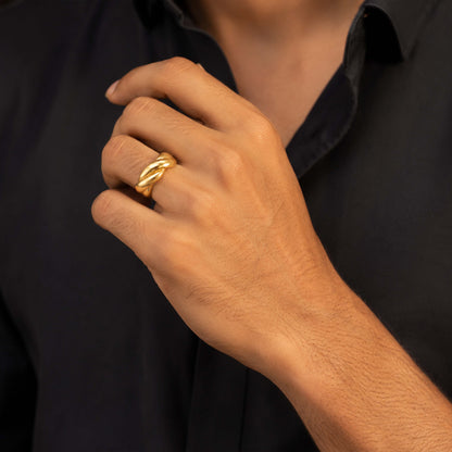 Golden Intertwined Grace 925 Sterling Silver Statement Ring